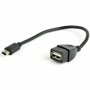 Cablu adaptor OTG Gembird, Mini-USB 2.0 (T) la USB 2.0 (M), 15cm, Negru, A-OTG-AFBM-002 imagine