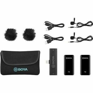 Lavaliera Boya BY-XM6-S6, mini lavaliera digitala cu 2 microfoane omnidirectional fara fir cu doua transmitatoare si receiver USB-C + cutie cu baterie suplimentara imagine