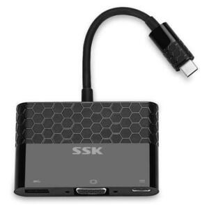 Adaptor SSK SHU-C025, USB-C - VGA/USB-C/USB-A (Negru) imagine