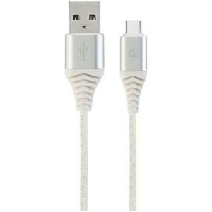 Cablu alimentare si date Gembird, USB 2.0 (T) la USB 2.0 Type-C (T), 1m, Argintiu / Alb, CC-USB2B-AMCM-1M-BW2 imagine
