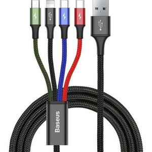 Cablu de date Baseus, USB - Lightning/MicroUSB/2 x USB la USB Type-C, 1.2 m, Negru imagine