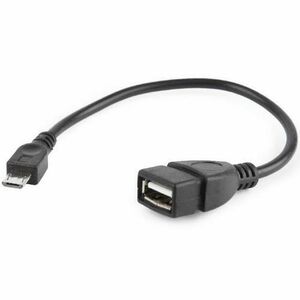 Cablu adaptor OTG Gembird, Micro-USB 2.0 (T) la USB 2.0 (M), 15cm, Negru, A-OTG-AFBM-03 imagine