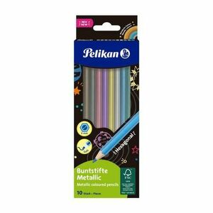 Creioane color lacuite, sectiune hexagonala, mina 3 mm, set 10 culori metalice imagine