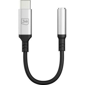 Adaptor USB-C, 3MK, 3.5 mm, Negru/Argintiu imagine