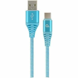 Cablu alimentare si date Gembird, USB 2.0 (T) la USB 2.0 Type-C (T), 2m, Turcoaz / Alb, CC-USB2B-AMCM-2M-VW imagine