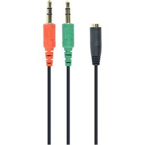 Cablu audio Gembird splitter stereo 2 x 3.5 mm jack T la 1 x 3.5 mm jack M, 20cm, Negru CCA-418 imagine