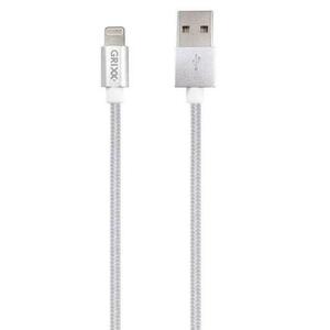 Cablu de date GRIXX Optimum - 8-pin to USB Apple MFI License, impletit, 3m (Alb) imagine