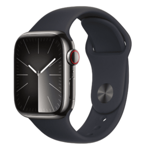 Smartwatch Apple Watch 9 GPS + Cellular, 41mm Graphite Stainless Steel Case, Midnight Sport Band - M/L imagine