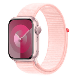 Smartwatch Apple Watch 9 GPS, 41mm Pink Aluminium Case, Light Pink Sport Loop imagine