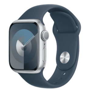 Smartwatch Apple Watch 9 GPS, 41mm Silver Aluminium Case, Storm Blue Sport Band - M/L imagine
