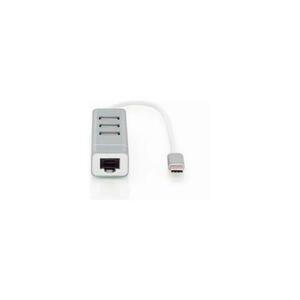HUB USB 2.0, 3 porturi, Type C, port LAN, Digitus imagine