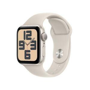 Smartwatch Apple Watch SE (2023) GPS, Retina LTPO OLED Capacitive touchscreen 1.57inch, Bluetooth, Wi-Fi, Bratara Silicon M/L, Carcasa Aluminiu 40mm, Rezistent la apa (Bej) imagine