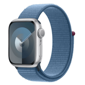 Smartwatch Apple Watch 9 GPS, 41mm Silver Aluminium Case, Winter Blue Sport Loop imagine