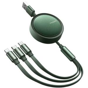 Cablu de date Mcdodo 3 in 1 CA-7251, Lightning / microUSB / USB Type-C, 3 A, 1.2 m, Retractabil (Verde) imagine