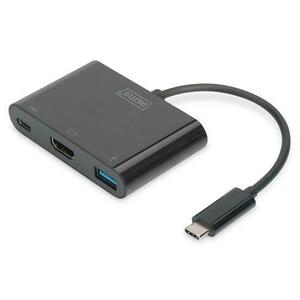 HUB USB DIGITUS DA-70855, USB-C - HDMI/USB-C/USB 3.0, PD 60W (Negru) imagine