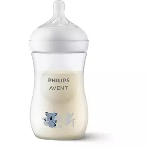 Biberon Philips Avent Natural Response SCY903/67, 260 ml, tetina care functioneaza ca sanul mamei, cu debit 3, tetina fara scurgeri, +1 luni, model deco ursi koala, fara BPA, usor de curatat imagine
