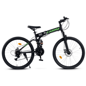 Bicicleta Pliabila MTB-Folding CARPAT C2668C, Schimbator Saiguan 21 Viteze, Cadru Aluminiu, Roti 26inch, Frane pe Disc (Negru/Verde) imagine