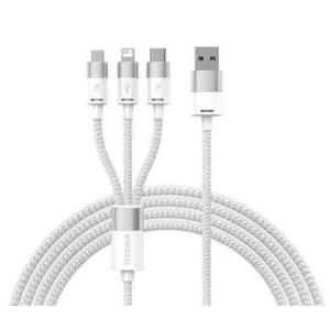 Cablu de date Baseus StarSpeed 3-in-1, Fast Charging, USB-C, Lightning, Micro USB, 3.5A, 1.2 metri (Alb) imagine