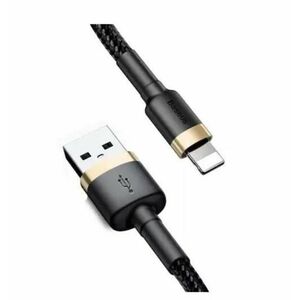 Cablu de date Baseus Cafule, Lightning - USB, 1 metru, 2.4A (Auriu/Negru) imagine