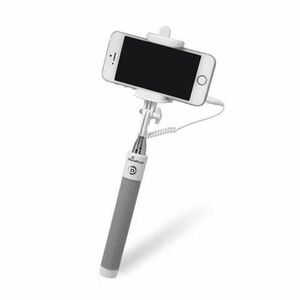 Selfie-Stick MediaRange, Universal, pentru smarthphone, cablu Jack (Alb/Gri) imagine