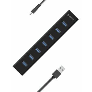Hub USB Orico H7013-U3-AD, 7x USB 3.0 (Negru) imagine