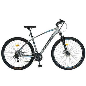 Bicicleta MTB-HT Carpat C2957C Invictus, 21 Viteze, Cadru Aluminiu, Roti 29 Inch, Frane pe Disc (Gri/Albastru) imagine