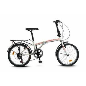 Bicicleta Pliabila Velors Polo V2053A, Shimano Revoshift 21 Viteze, Roti 20 Inch, Frane V-Brake (Alb/Rosu) imagine