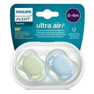 Set 2 suzete Philips-Avent SCF085/21, Ultra air pacifier 0-6 luni, Ortodontice, fara BPA (Bej/Albastru) imagine