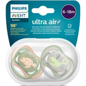 Set 2 suzete Philips-Avent SCF085/60, ultra air pacifier 6-18 luni, Ortodontice, fara BPA, Broscuta/Balena imagine