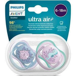 Set 2 suzete Philips-Avent SCF085/61, ultra air pacifier 6-18 luni, Ortodontice, fara BPA, Peste/Calut de mare imagine