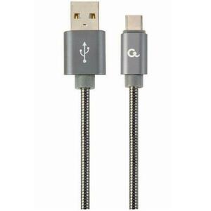 Cablu alimentare si date Gembird, USB 2.0 (T) la USB 2.0 Type-C (T), 1m, Gri / Alb, CC-USB2S-AMCM-1M-BG imagine
