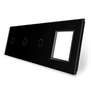 Panou 3 intrerupatoare simple si 1 priza LIVOLO din sticla (Negru) imagine