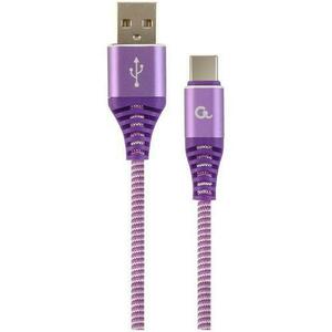 Cablu alimentare si date Gembird, USB 2.0 (T) la USB 2.0 Type-C (T), 2m, Mov / Alb, CC-USB2B-AMCM-2M-PW imagine