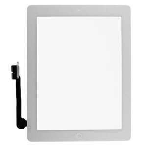 Touchscreen Digitizer Apple iPad 4 A1459 A1458 cu buton home si adeziv Alb Geam Sticla Tableta imagine