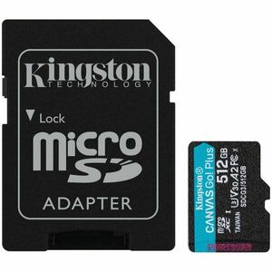 Card de memorie MicroSD Kingston Canvas GO Plus, 512GB, Clasa 10, UHS-I, Adaptor inclus imagine