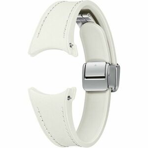 Curea smartwatch D-Buckle Hybrid Eco-Leather Band pentru Galaxy Watch6, Slim (S/M), Cream imagine