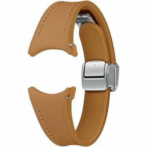 Curea smartwatch D-Buckle Hybrid Eco-Leather Band pentru Galaxy Watch6, Slim (S/M), Camel imagine