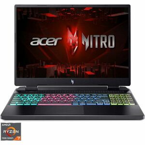 Laptop Gaming Acer Nitro 16 AN16-41 cu procesor AMD Ryzen™ 7 7735HS pana la 4.75 GHz, 16, WUXGA, IPS, 165Hz, 16GB, 512GB SSD, NVIDIA® GeForce RTX™ 4050 6GB GDDR6, NO OS, Black imagine