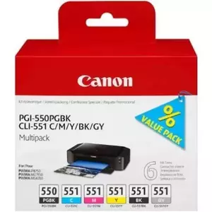 Cartus inkjet Canon Multi Pack PGI-550/CLI-551 Cyan Magenta Yellow Black Pigment Black Grey imagine