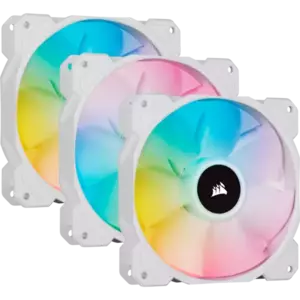 Ventilator Corsair iCUE SP120 RGB ELITE Performance 120mm PWM Fan Triple Pack with Lighting Node CORE - White imagine