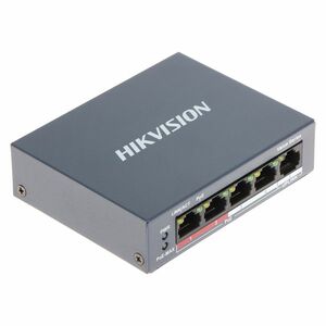 Switch cu 4 port-uri PoE Hikvision DS-3E0105P-E/M(B), 1000 MAC, 1 Gbps, fara management imagine
