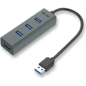 Hub USB 3.0 iTec cu 4 porturi, pasiv, metal, gri cu negru imagine