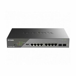 Switch cu 8 porturi Gigabit D-Link DSS-200G-10MP, 2 porturi SFP, 20 Gbps, 14.88 Mpps, 8.000 MAC, 1U, PoE, cu management imagine