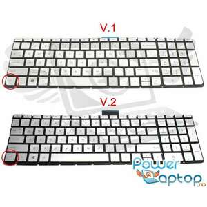 Tastatura argintie HP Pavilion 15 AK iluminata layout US fara rama enter mic imagine
