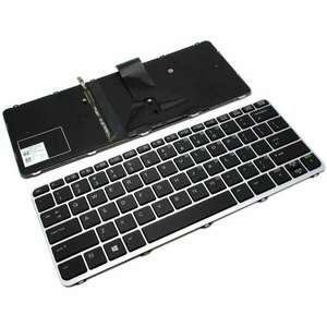 Tastatura HP 6037b0102101 neagra cu Rama argintie iluminata backlit imagine