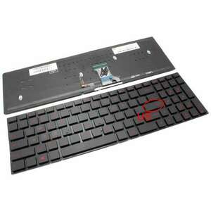 Tastatura Asus 0K200-0024000 iluminata rosu layout US fara rama enter mic imagine