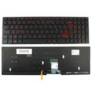 Tastatura Asus AEBK5F02020 iluminata rosu rosu layout UK fara rama enter mare imagine