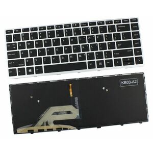 Tastatura HP NSK-XJ0SW01 Neagra cu Rama Argintie iluminata backlit imagine