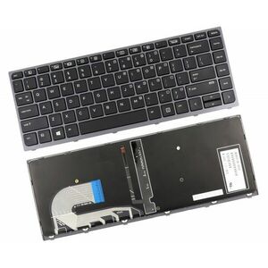 Tastatura HP PK131CA2A00 Neagra cu Rama Gri iluminata backlit imagine