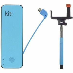 Kit Bundle, Incarcator portabil universal Fashion 4500 mAh + Selfie Stick Bluetooth, PWR4BTSSBLBUN Blue imagine